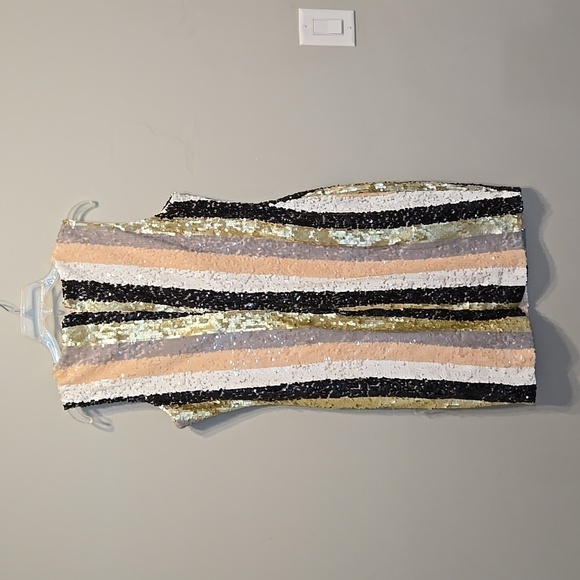 Calvin Klein Women Striped Sequin Sheath Dress sz 12 - Picture 4 of 12